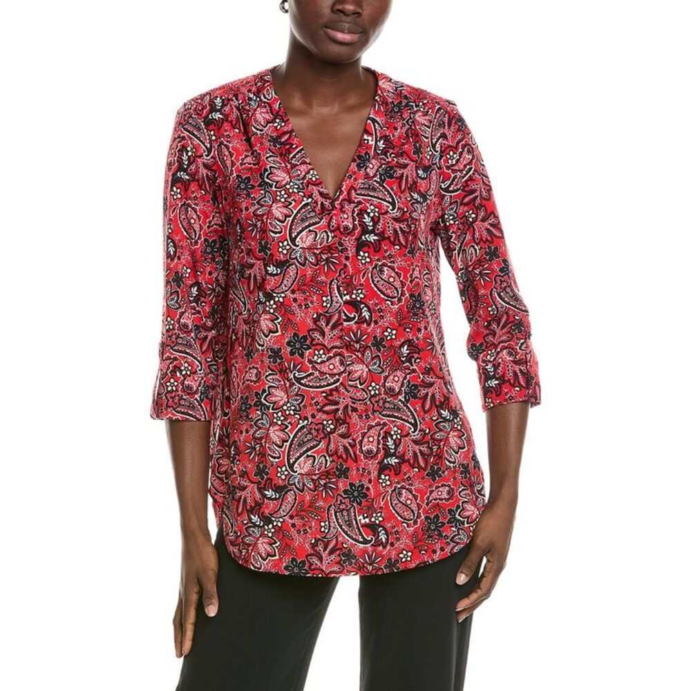 Jones New York Womens 3/4-Sleeve V-Neck Tunic, Pink